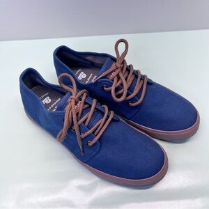 Casual Blue Sneakers with Brown Laces